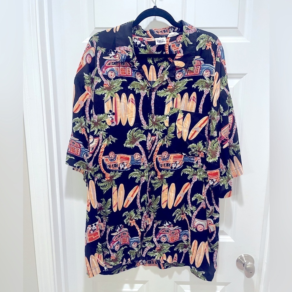 The Disney Catalog Hawaiian Shirt Mickey Surfboard VINTAGE vtg button down